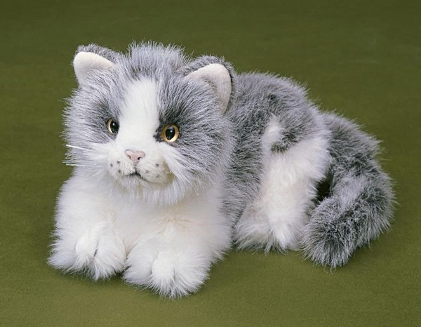 FÖRSTER 3270 Katze grau-weiß liegend 20 cm lang